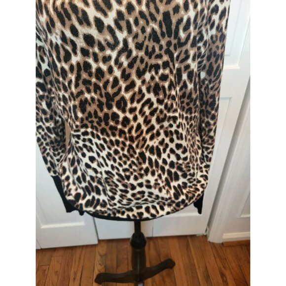 Brown/Black Animal Print Thin Gauge Sweater Worthington L City Streetwear Office - Picture 4 of 9
